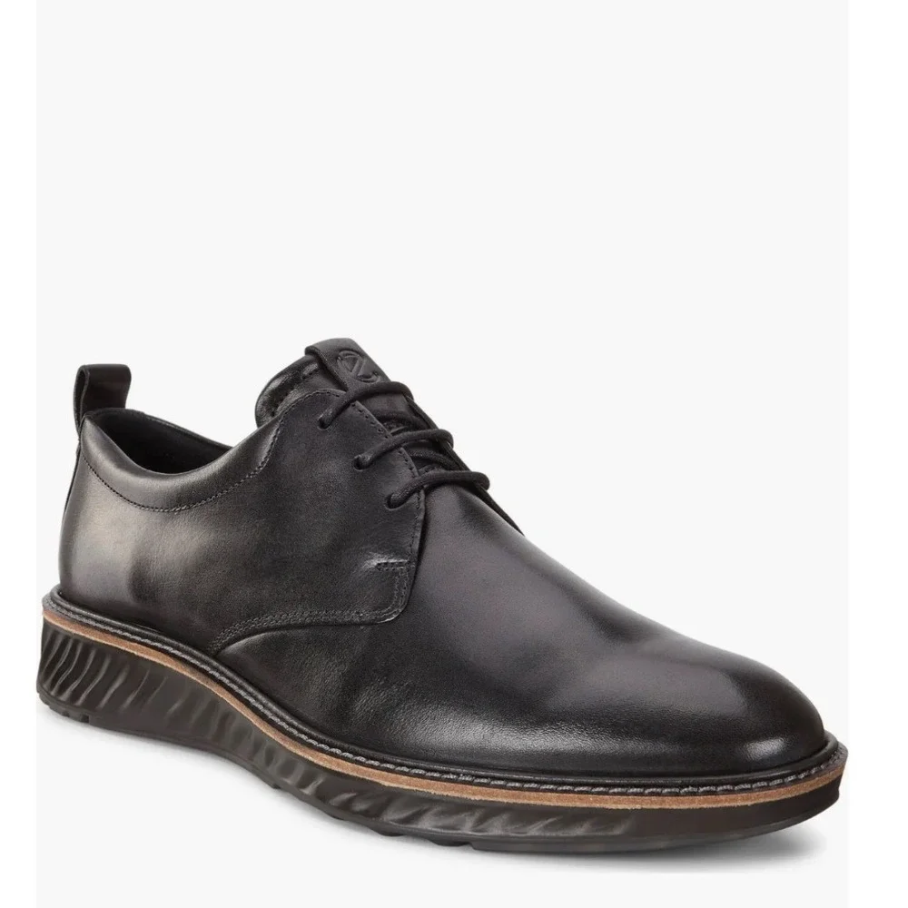 ECCO ST.1 Hybrid Plain Toe Oxford Mens 11-11.5 Black Leather Excellent 836404